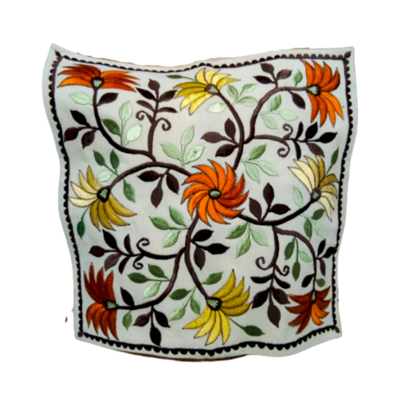 Des housses de coussins motif fleurs orange et jaune | Artisannamaroc | Snazzy Marketplace